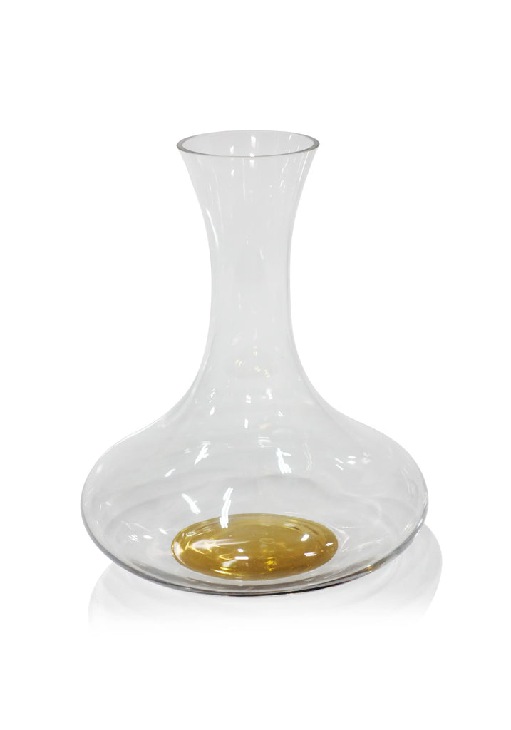 Zodax Bevis 9.75" Tall Wine Glass Decanter with Gold Base