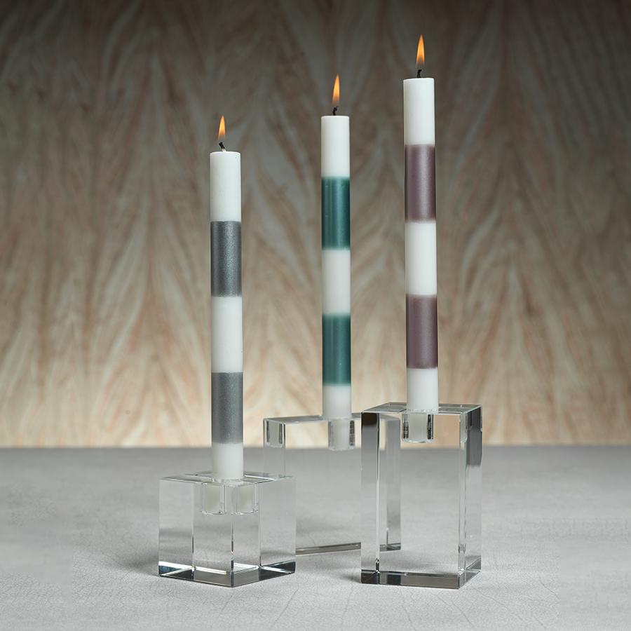 Zodax Coco 2-Piece Set Crystal Glass Taper Candle Holders