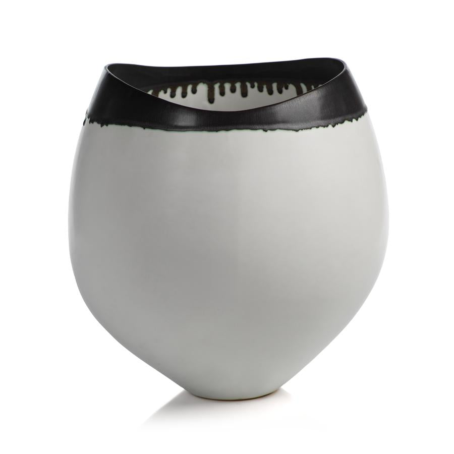 Zodax Tasso White Eclipse Vase with Black Rim