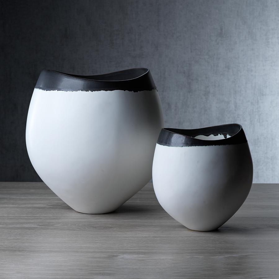 Zodax Tasso White Eclipse Vase with Black Rim