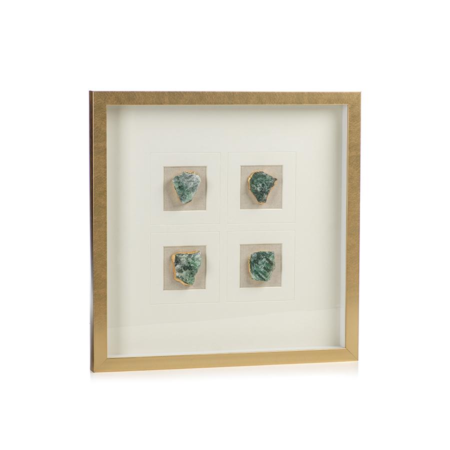 Zodax Gold Framed 4-Pc Emerald Crystal Wall Decor