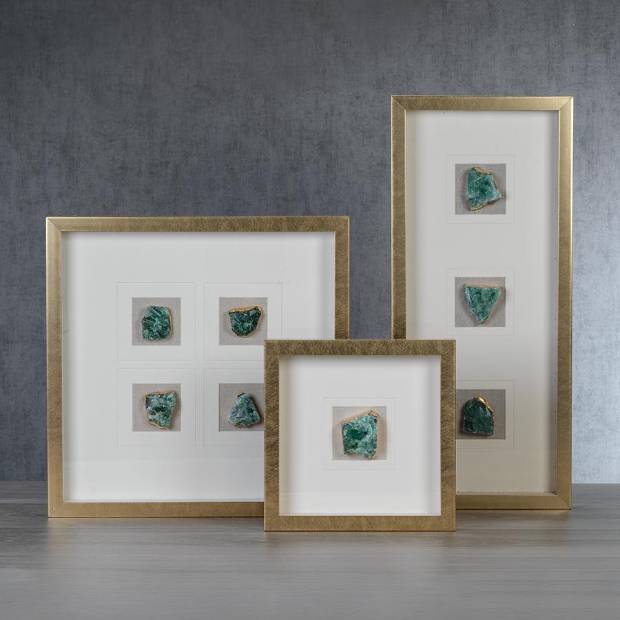 Zodax Gold Framed 4-Pc Emerald Crystal Wall Decor