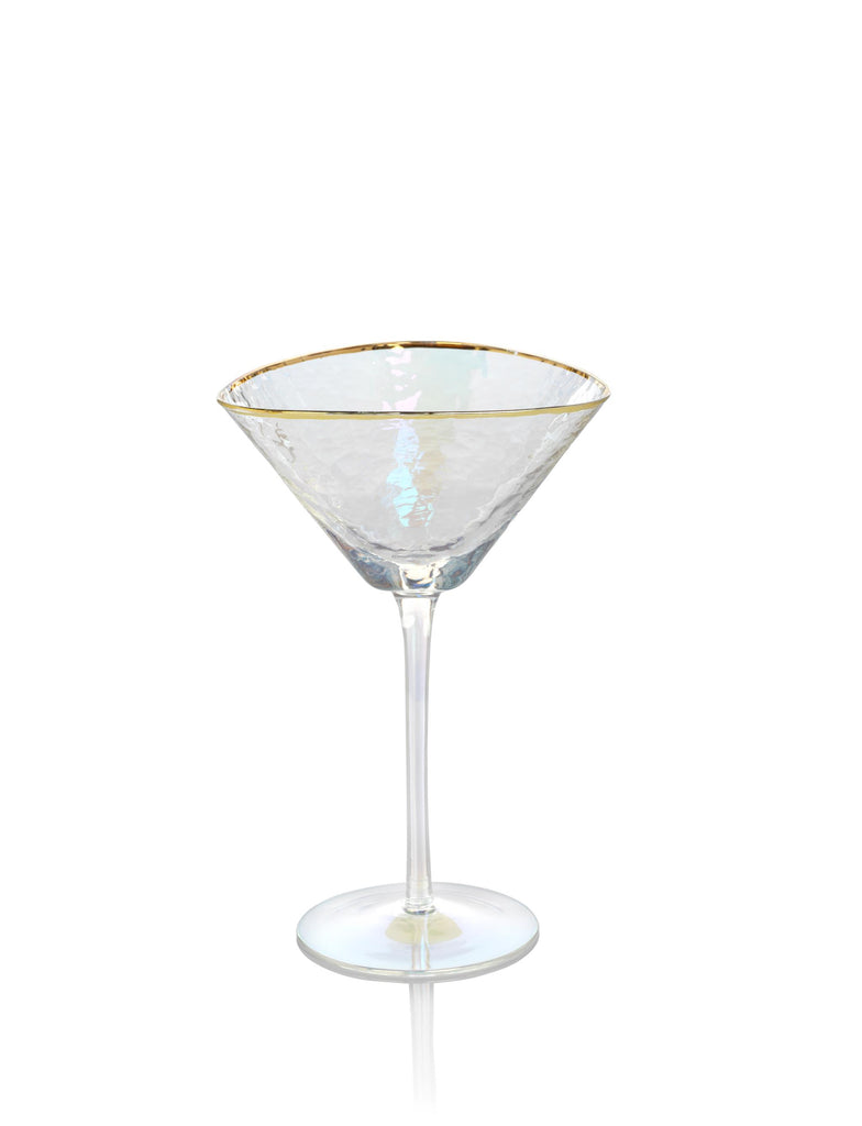 Zodax Luster Kampari Triangular Martini Glasses with Gold Rim, Set of 4