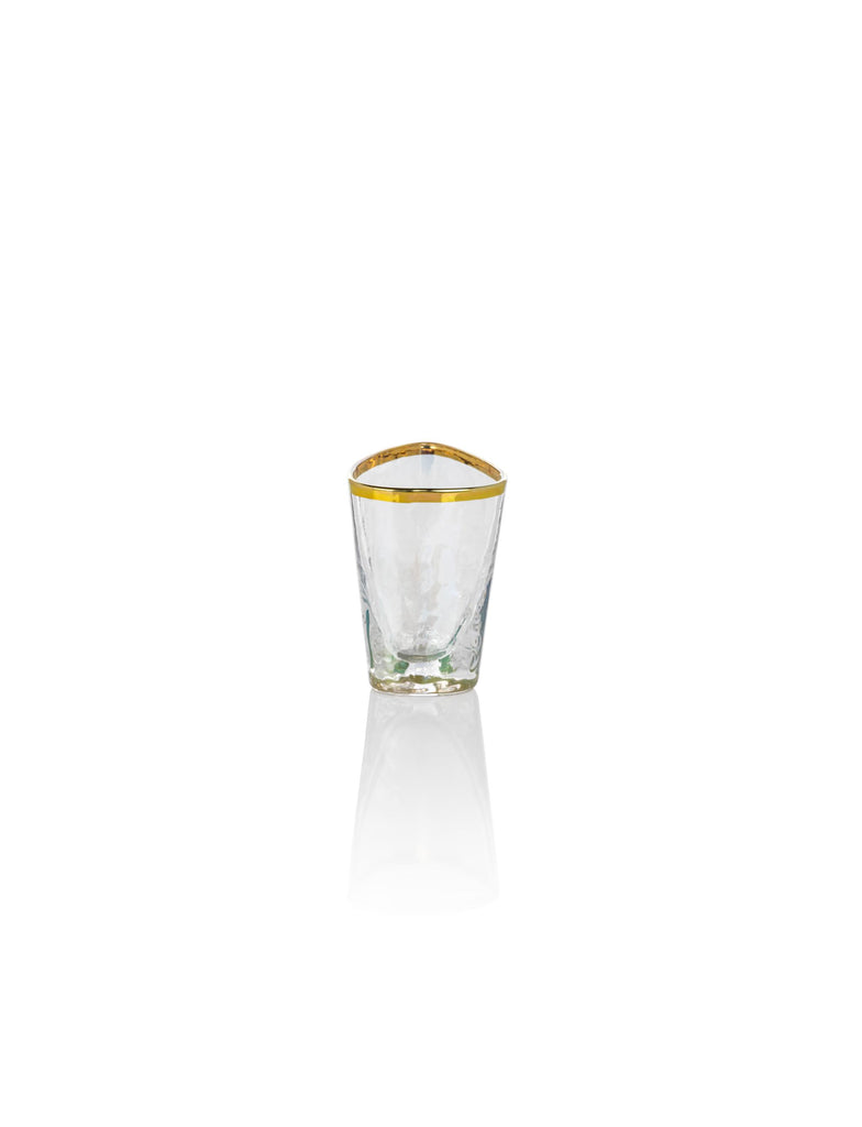 Zodax Luster Kampari Triangular Shot Glasses with Gold Rim, Set of 6