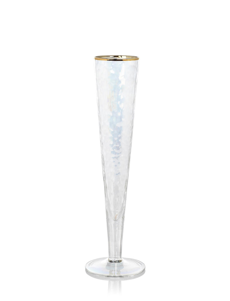 Zodax Kampari Slim Champagne Flutes with Gold Rim, Set of 4