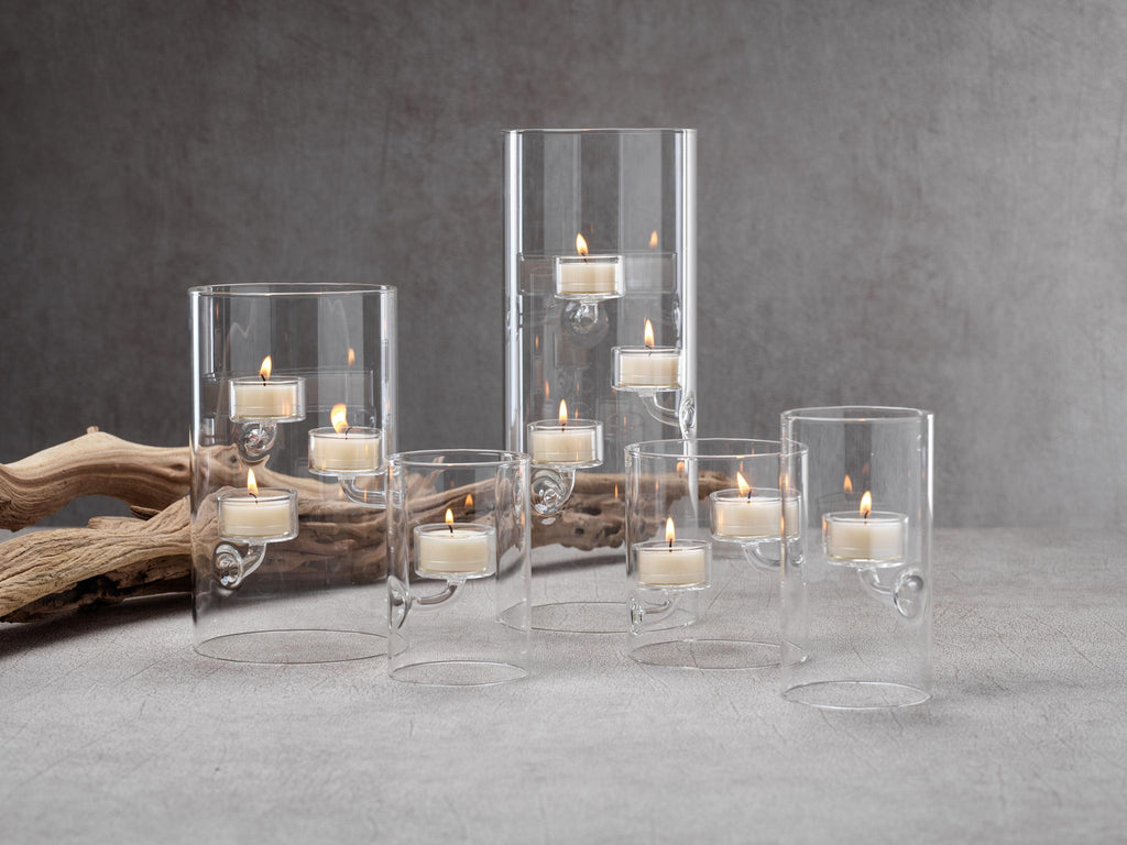 Zodax S Kelly 4-Piece Set Glass Tealight Holder/Hurricane