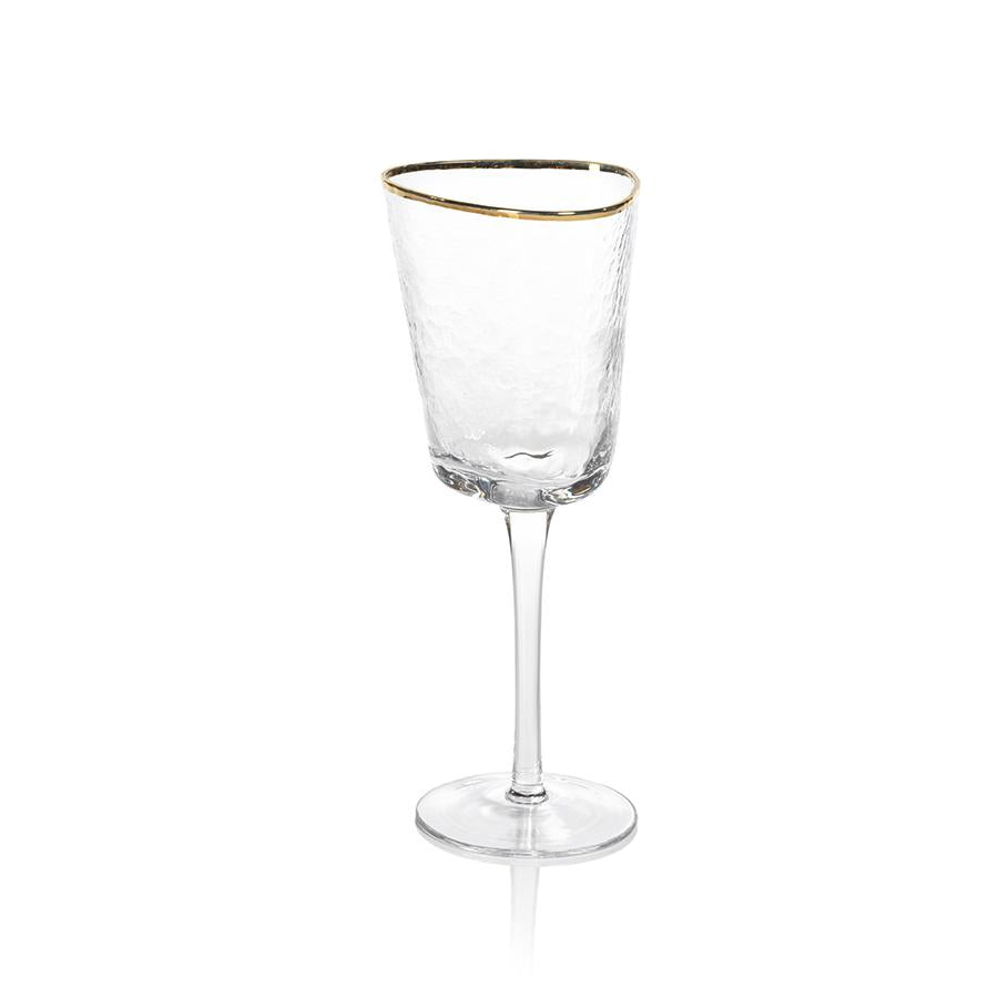 Zodax Kampari Triangular Wine Glasses with Gold Rim, Set of 4