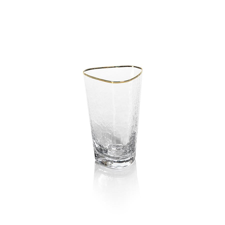 Zodax Kampari Triangular Highball Glasses with Gold Rim, Set of 4