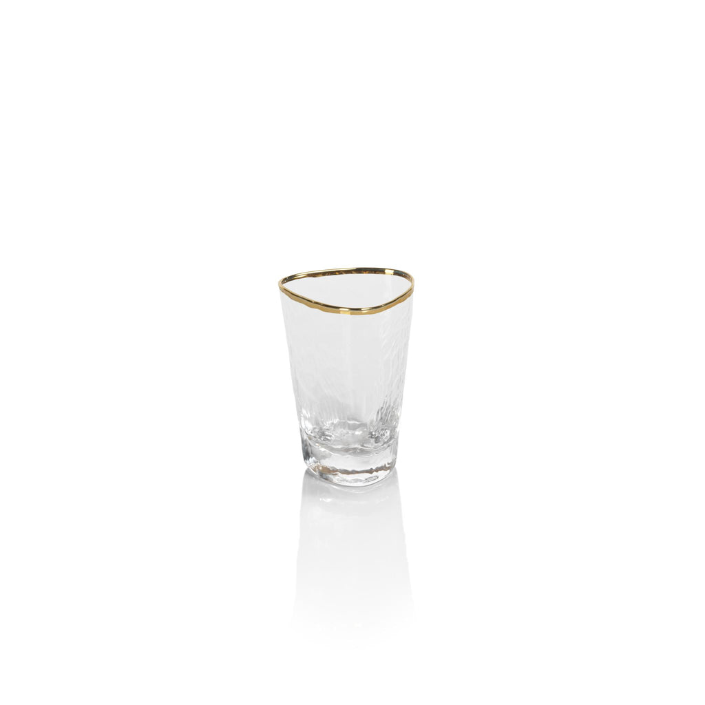 Zodax Clear Kampari Triangular Shot Glasses with Gold Rim, Set of 6