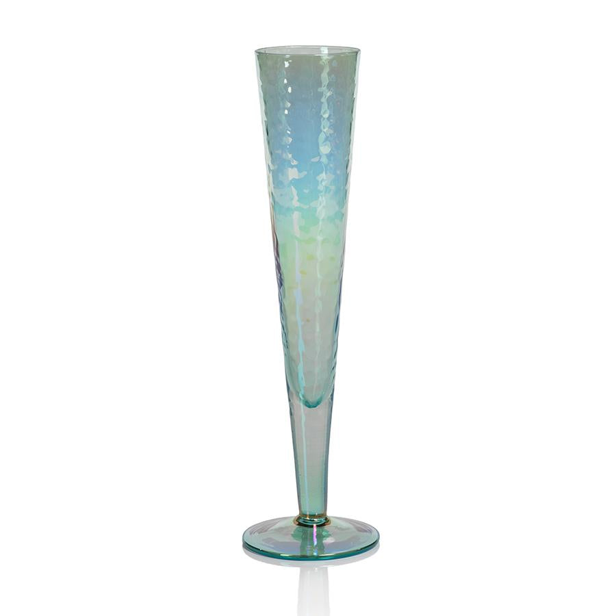 Zodax Luster Blue Kandi Slim Champagne Flutes, Set of 4