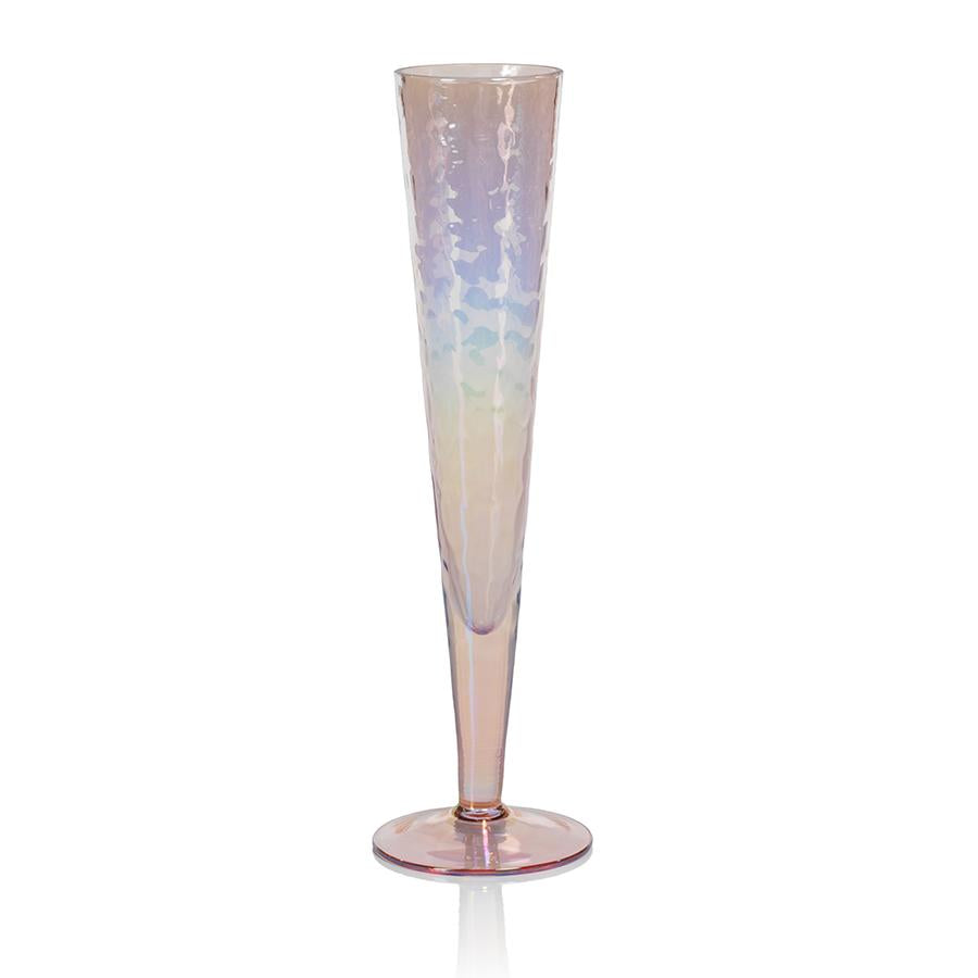 Zodax Luster Pink Kandi Slim Champagne Flutes, Set of 4