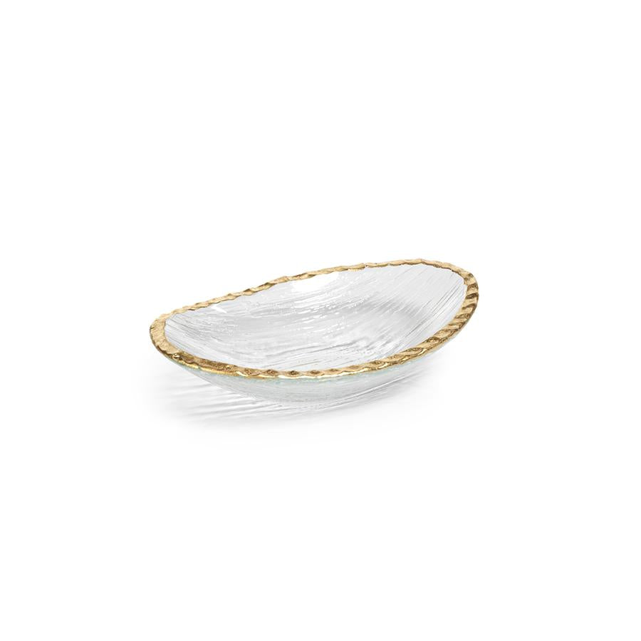 Zodax Small Cassiel Clear Bowls with Jagged Gold Rim, Set of 3