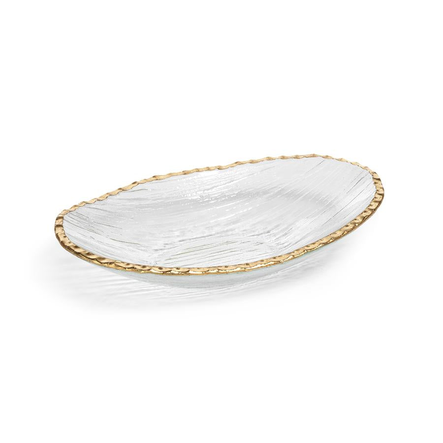 Zodax Large Cassiel Clear Bowls with Jagged Gold Rim, Set of 3