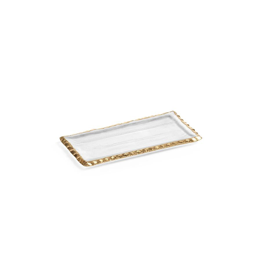 Zodax Small Cassiel Rectangular Trays with Jagged Gold Rim, Set of 2