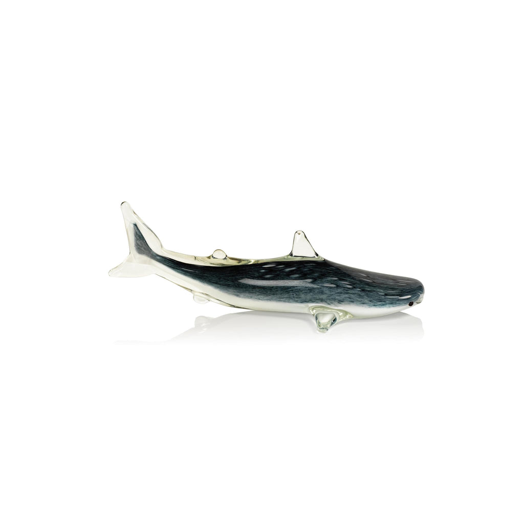 Zodax Small Decorative Glass Wildlife Blue Shark Figurine