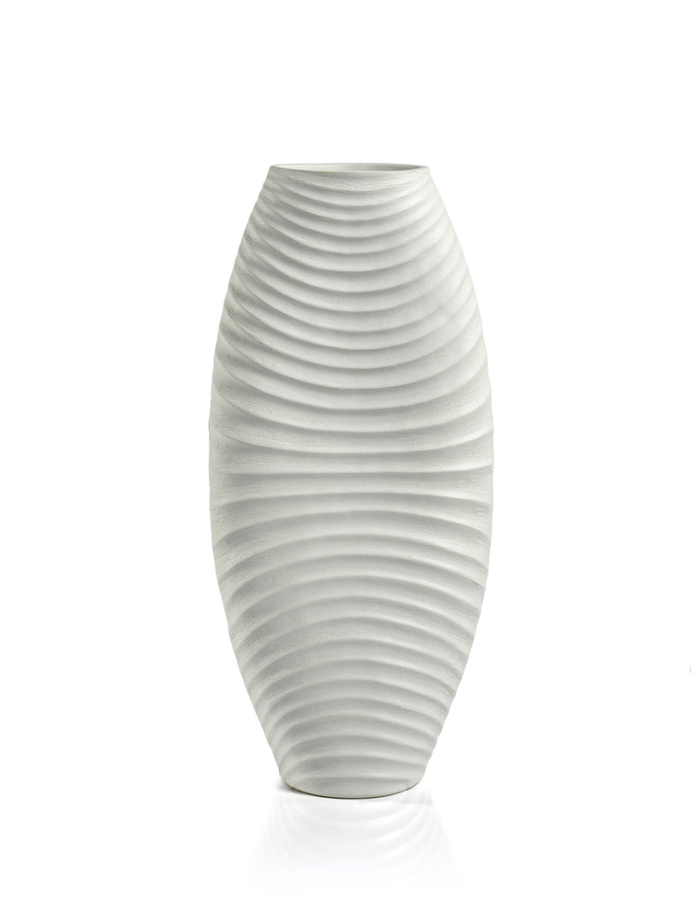 Zodax Trosa 19" Tall Rippled White Stoneware Vase