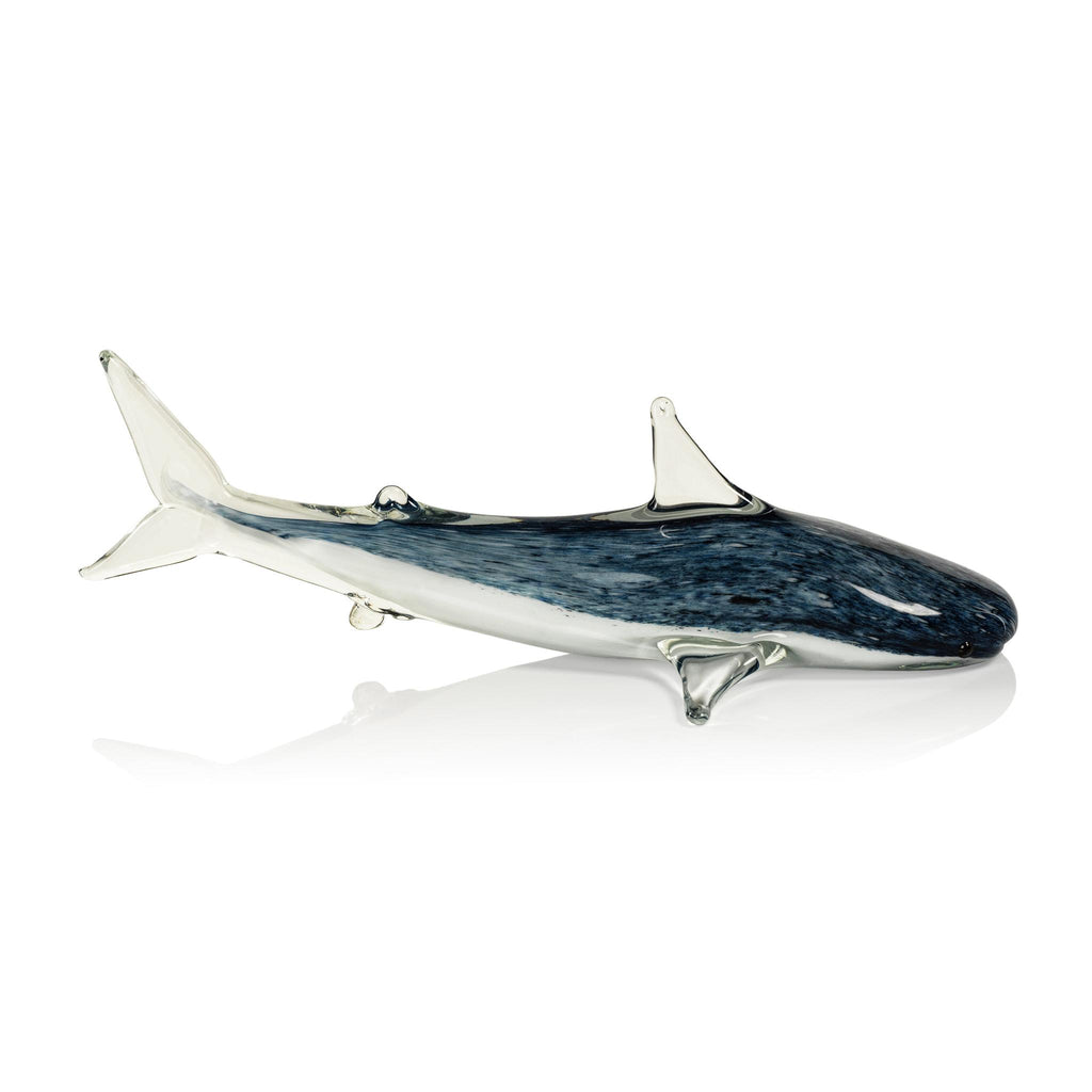 Zodax Large Decorative Glass Wildlife Blue Shark Figurine