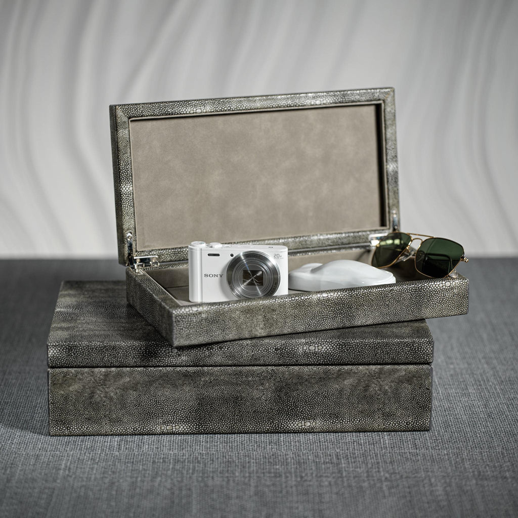 Zodax Small Bari Faux Shagreen Leather Decorative Box