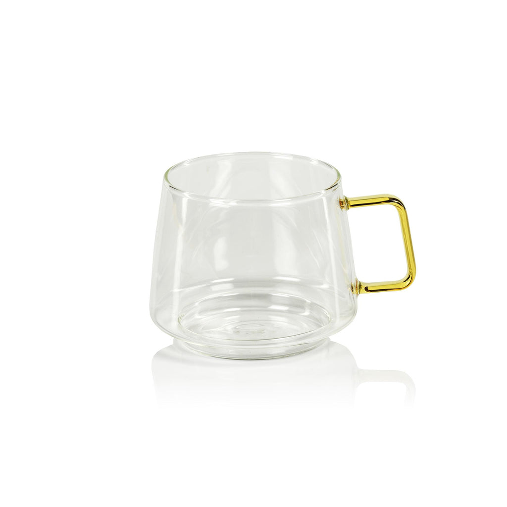 Zodax Yellow Cargon 6-Piece Set Tea & Coffee Glass with Handle