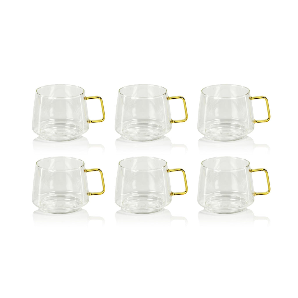 Zodax Yellow Cargon 6-Piece Set Tea & Coffee Glass with Handle