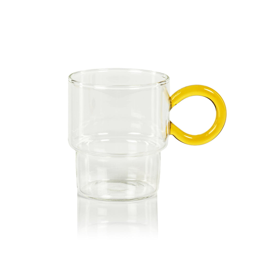 Zodax Yellow Barmann 6-Piece Set Tea & Coffee Glass with Handle