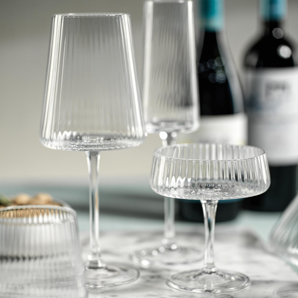 Zodax Benin Fluted Textured Wine Glasses, Set of 4