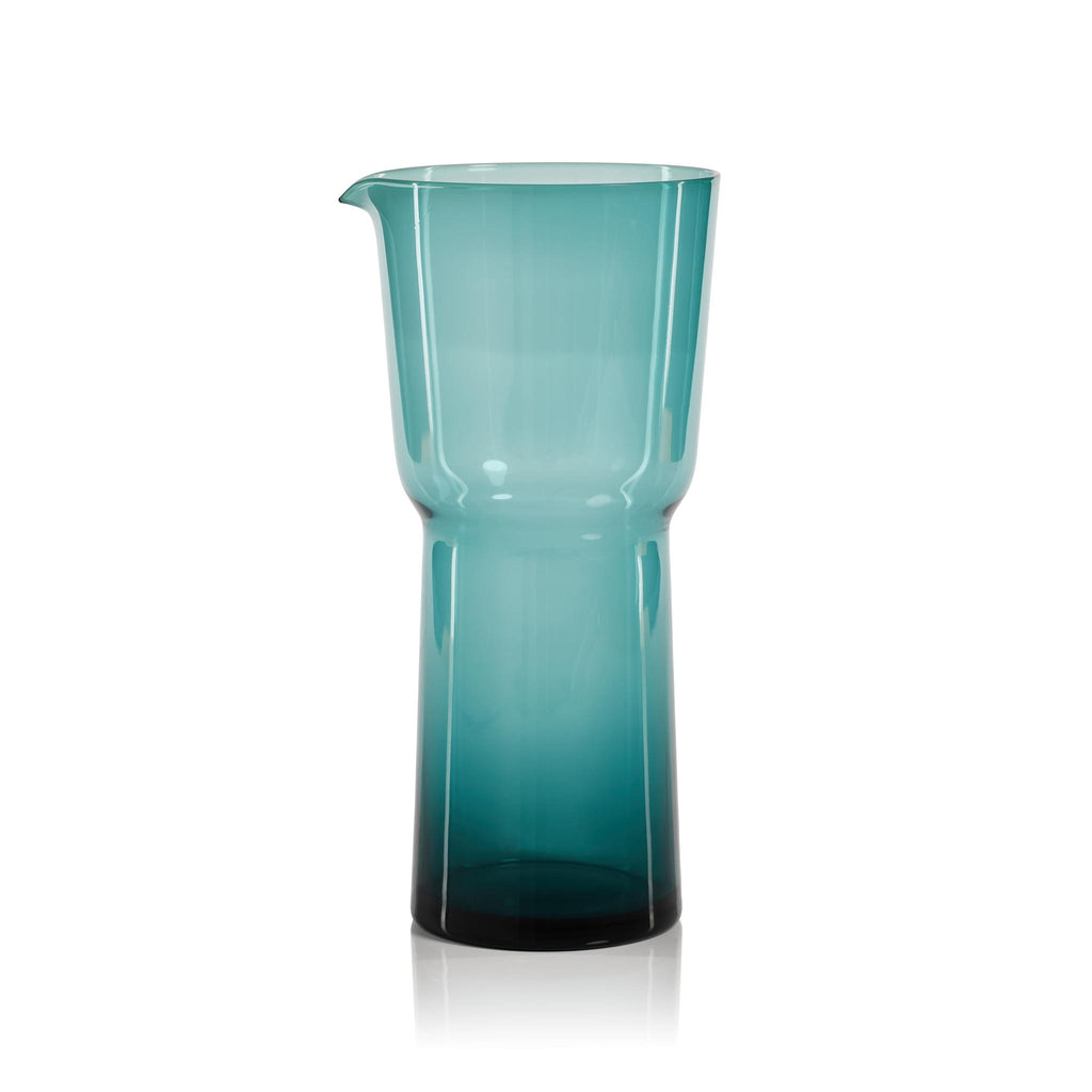 Zodax Teal Blue Serena 10.25" Tall Glass Pitcher