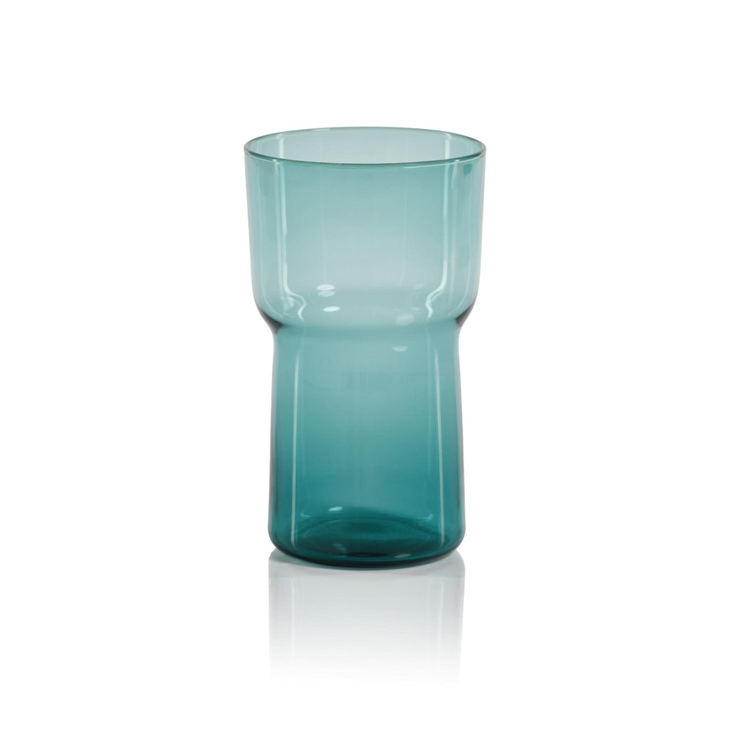 Zodax Teal Blue Serena 17 oz Highball Glasses, Set of 6