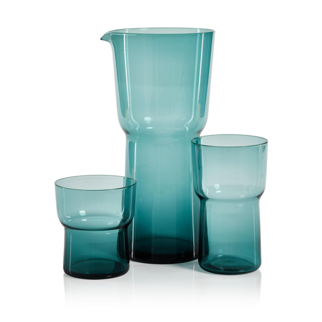 Zodax Teal Blue Serena 17 oz Highball Glasses, Set of 6