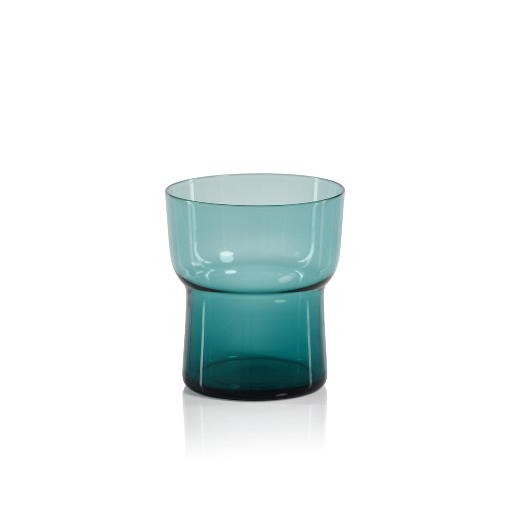 Zodax Teal Blue Serena 13 oz Double Old Fashioned Glasses, Set of 6