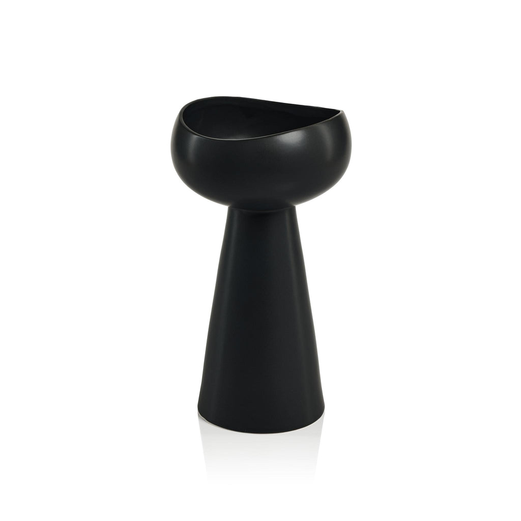 Zodax Black Leanna Ceramic Taper / Pillar Candle Holder