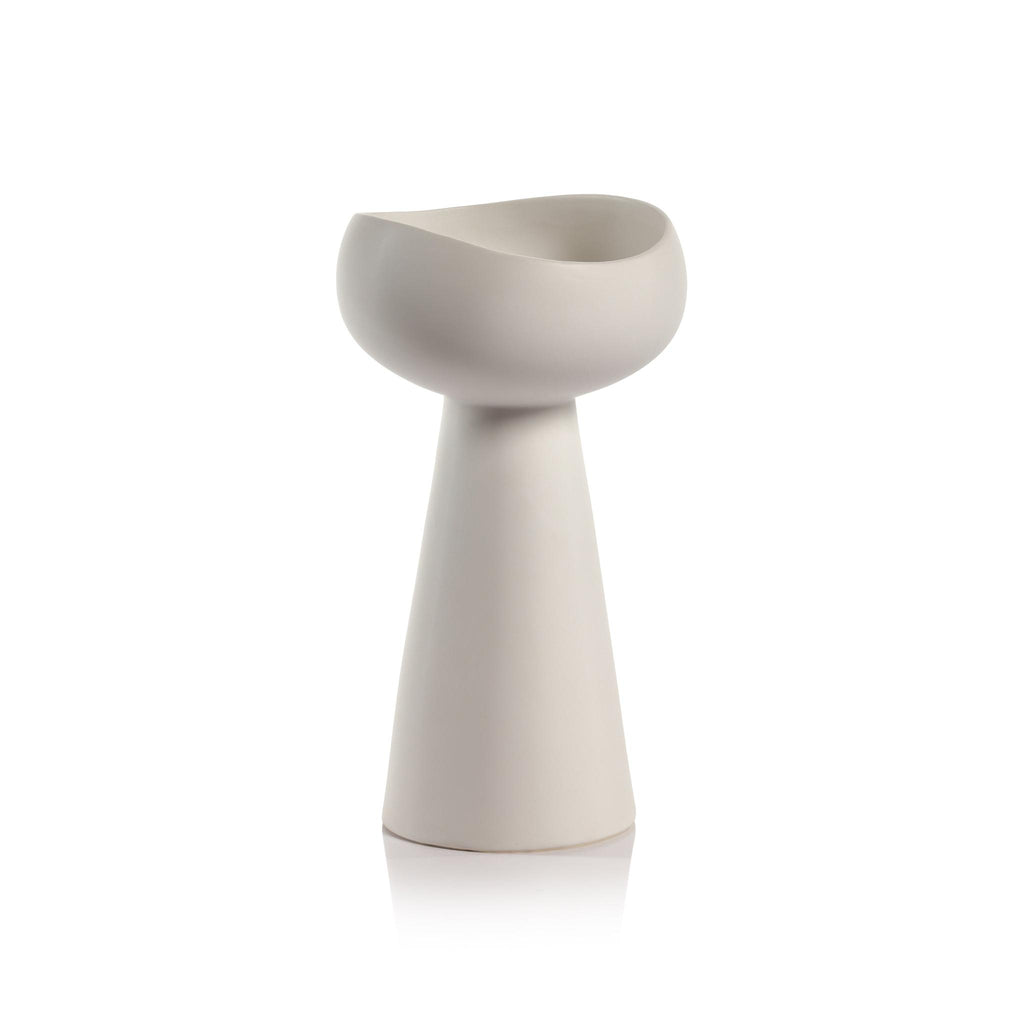 Zodax White Leanna Ceramic Taper / Pillar Candle Holder