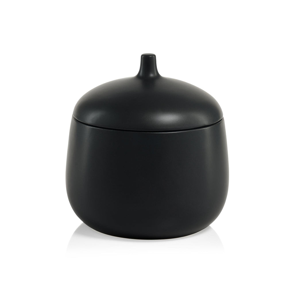 Zodax Black Cato 7.75-Inch Tall Ceramic Canister