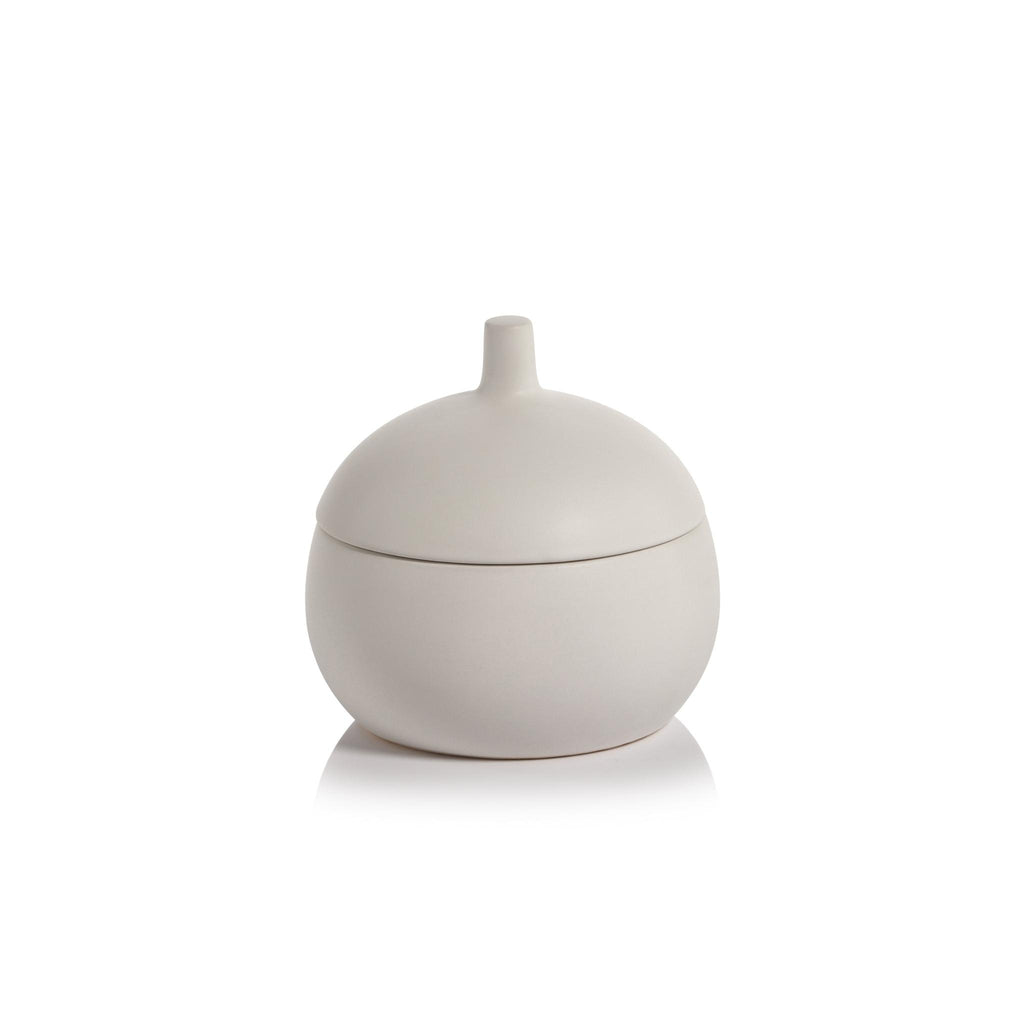 Zodax White Cato Ceramic Canisters, Set of 2