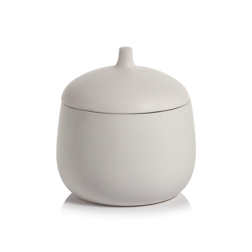 Zodax White Cato 7.75-Inch Tall Ceramic Canister