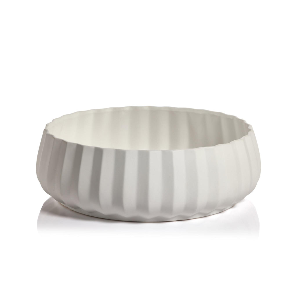 Zodax 16" Chantria White Ceramic Bowl