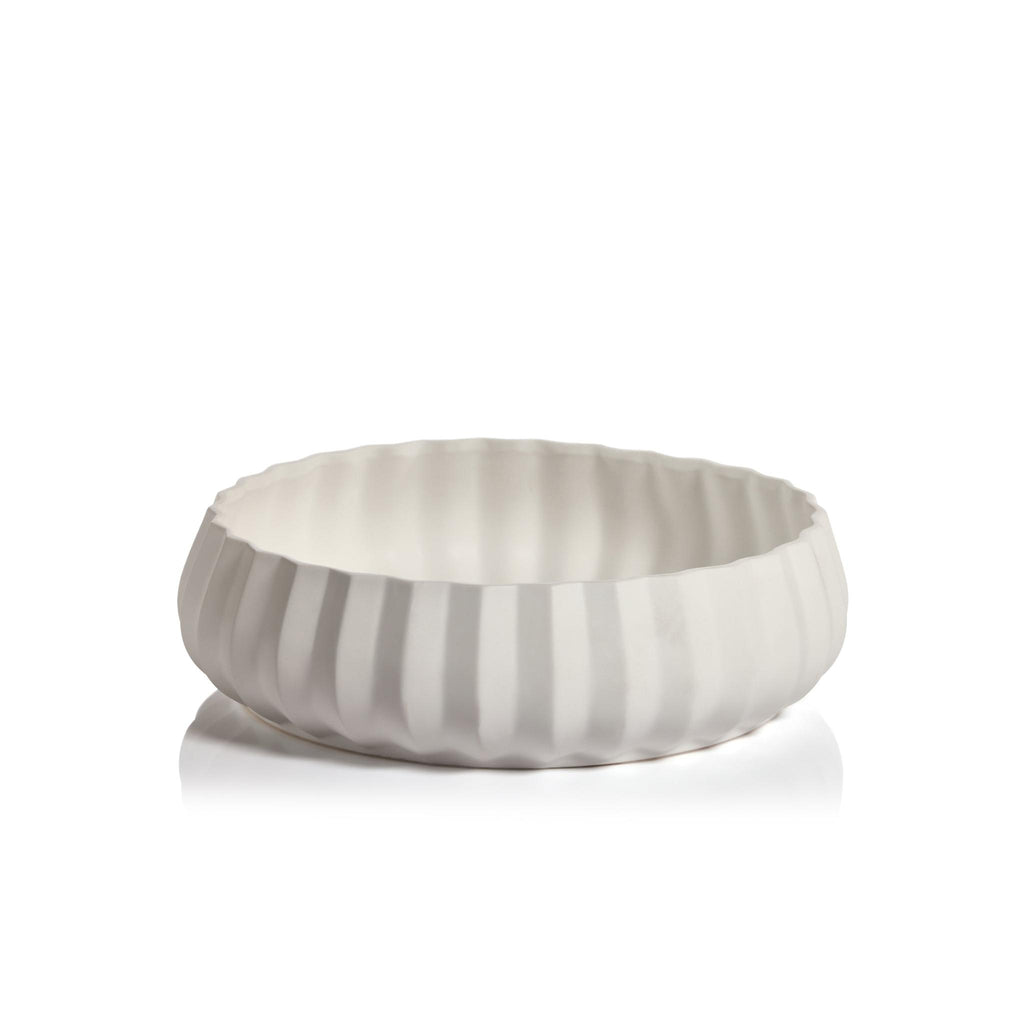 Zodax 14" Chantria White Ceramic Bowl