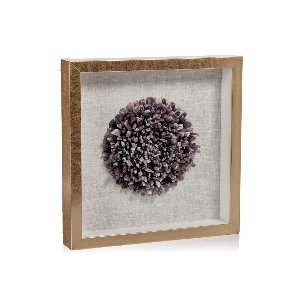 Zodax Chrysanths Gold Framed Amethyst Crystal Wall Decor