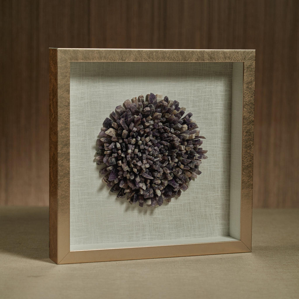 Zodax Chrysanths Gold Framed Amethyst Crystal Wall Decor