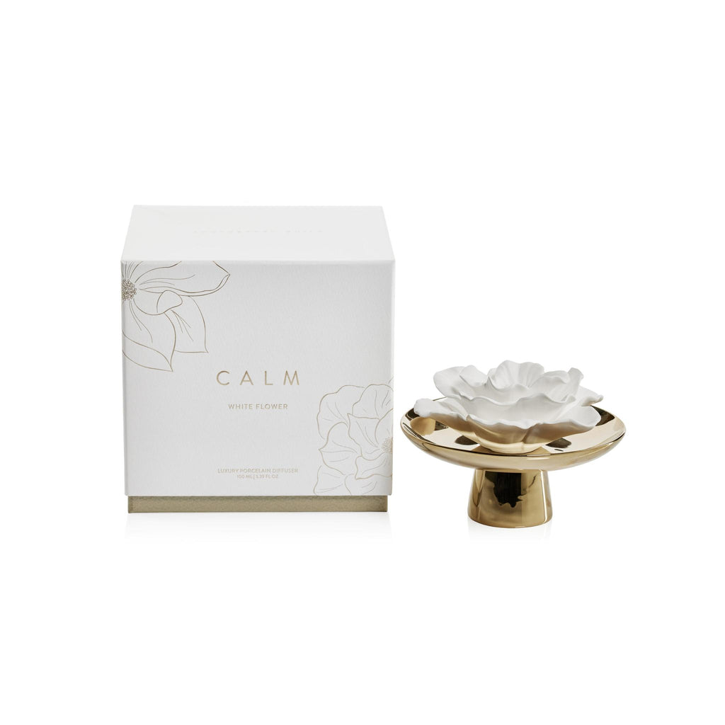 Zodax Calm Porcelain Diffuser, White Flower