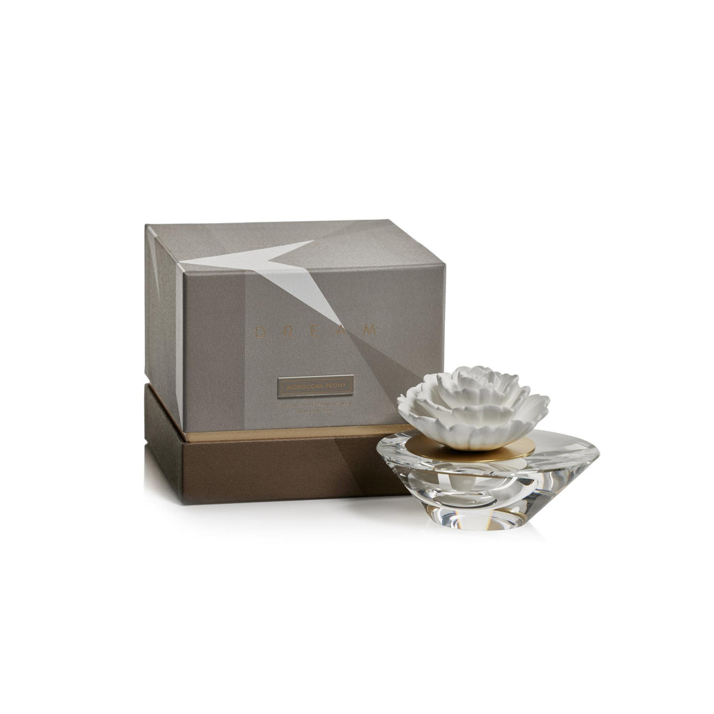 Zodax Dream Mini- Crystal Edition Porcelain Diffuser, Moroccan Peony