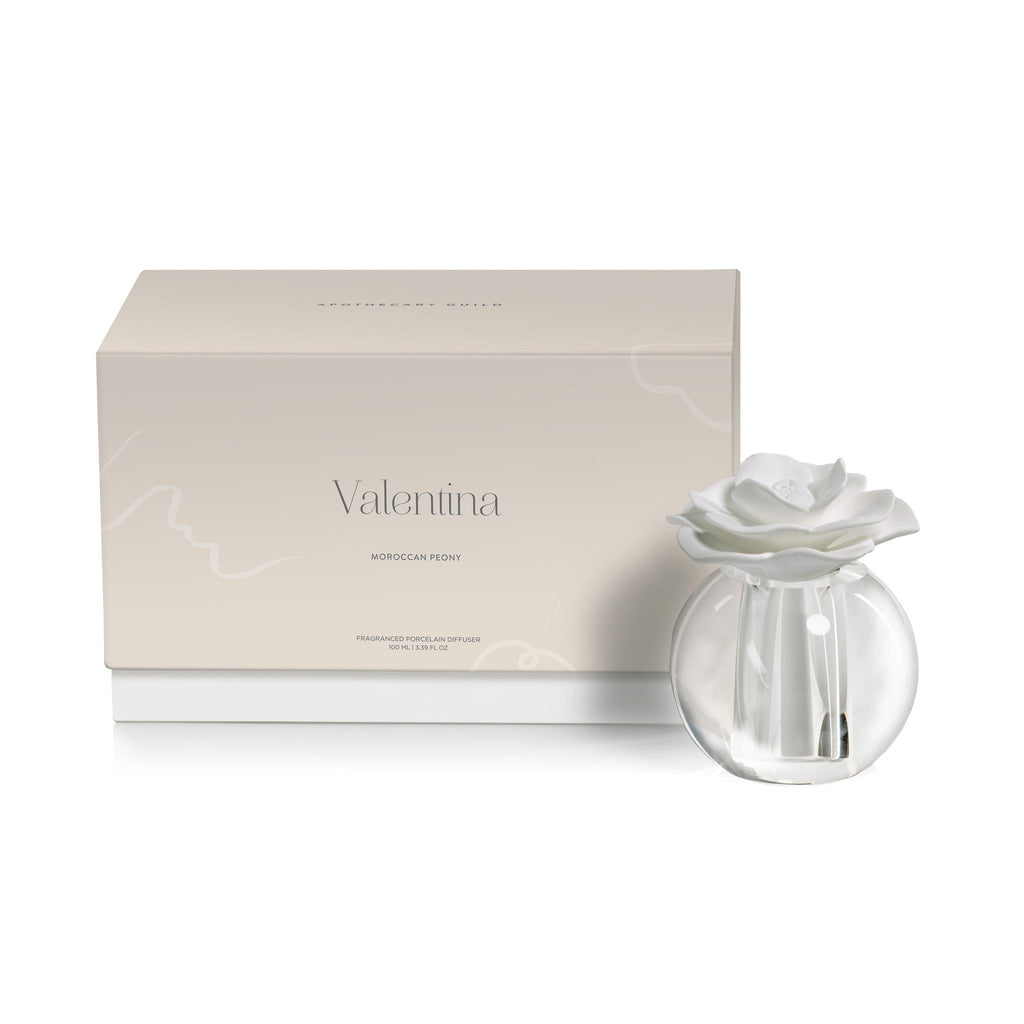 Zodax Valentina 100 ml Crystal Ball Porcelain Diffuser, Moroccan Peony