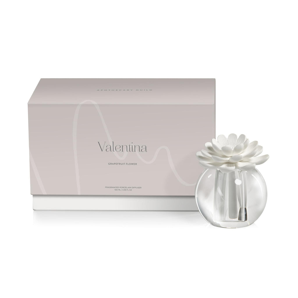 Zodax Valentina 100 ml Crystal Ball Porcelain Diffuser, Grapefruit Flower