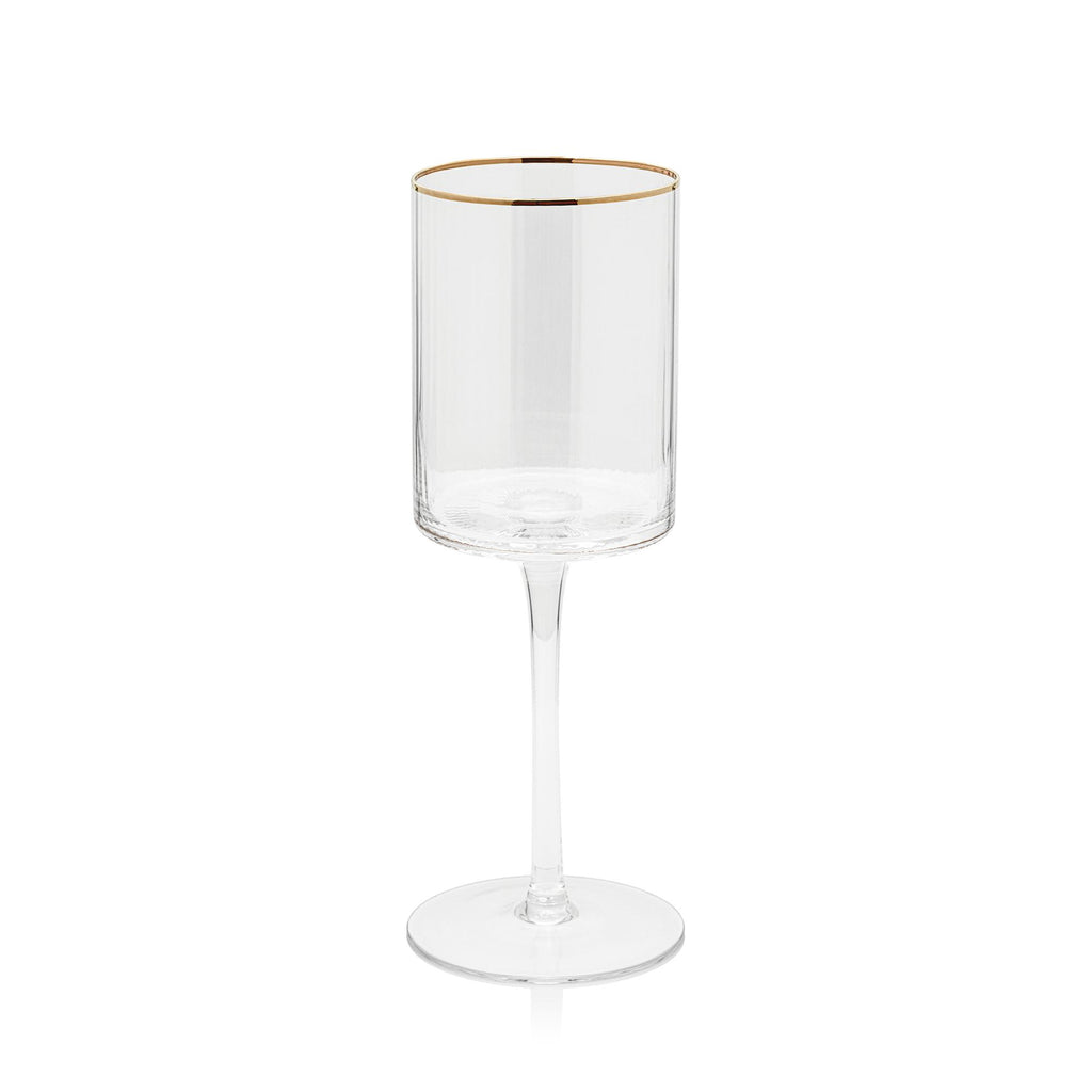 Zodax Ottica White Wine Glasses with Gold Rim, Set of 4