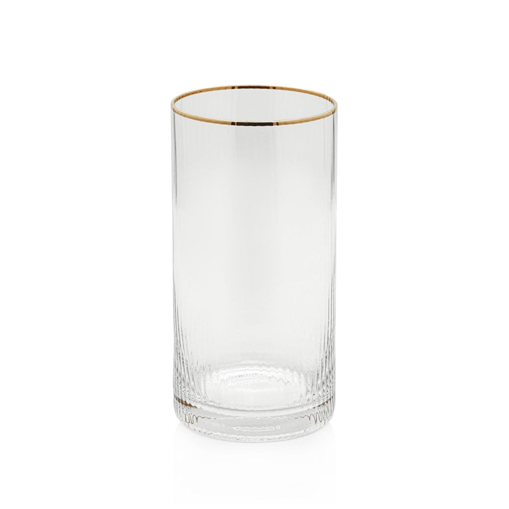 Zodax Optic Highball Glasses with Gold Rim, Set of 6