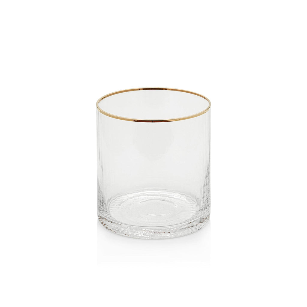 Zodax Optic Rock Glasses with Gold Rim, Set of 6