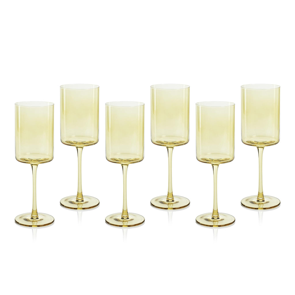 Zodax Light Yellow Foligno Wine Glasses, Set of 6