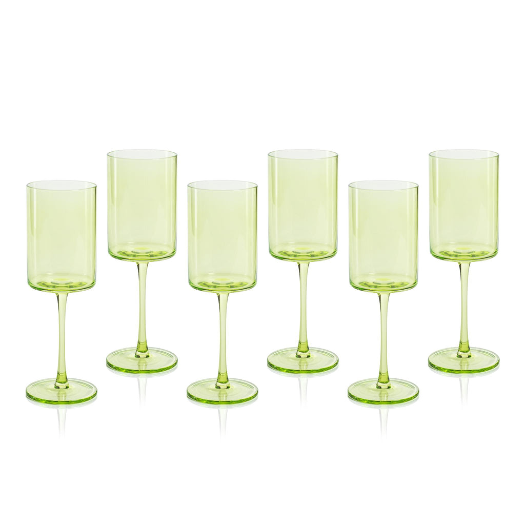 Zodax Light Green Foligno Wine Glasses, Set of 6