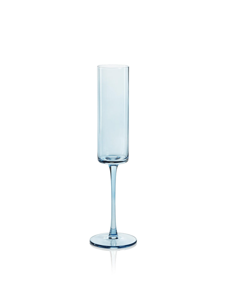 Zodax Light Blue Foligno Champagne Flutes, Set of 6