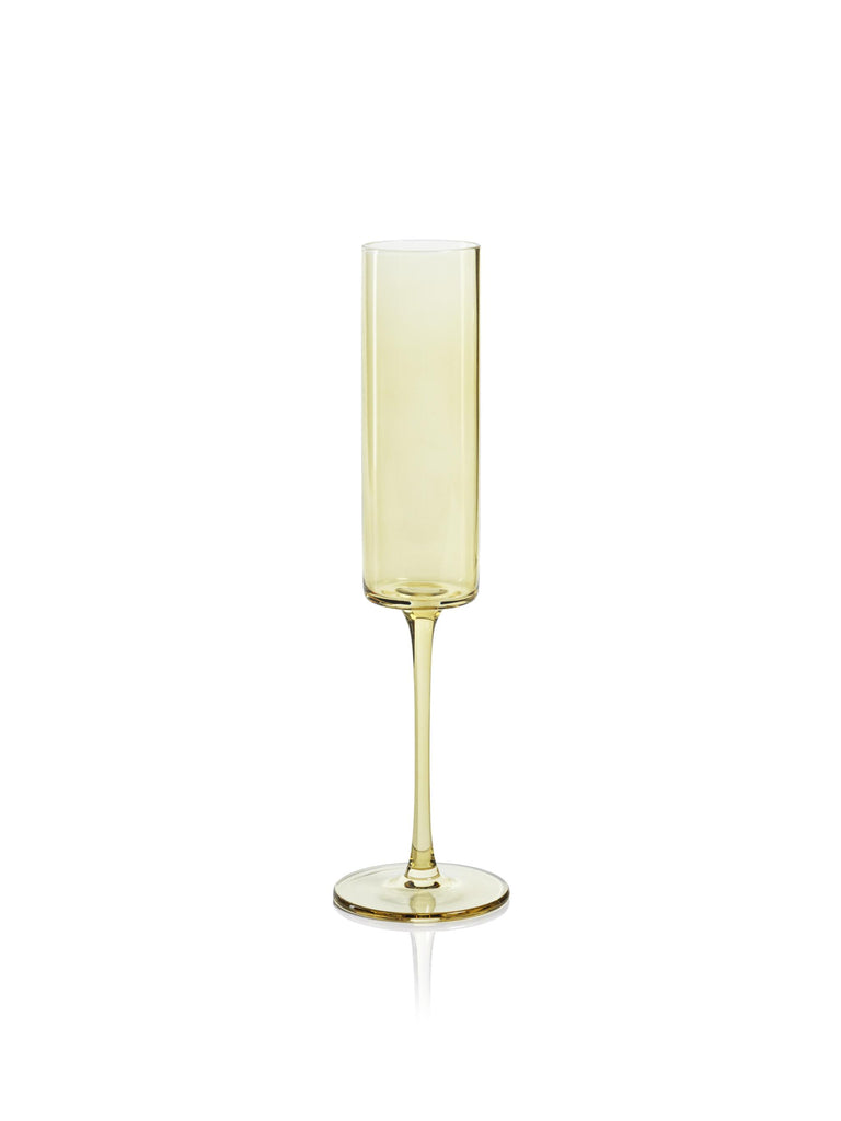 Zodax Light Yellow Foligno Champagne Flutes, Set of 6